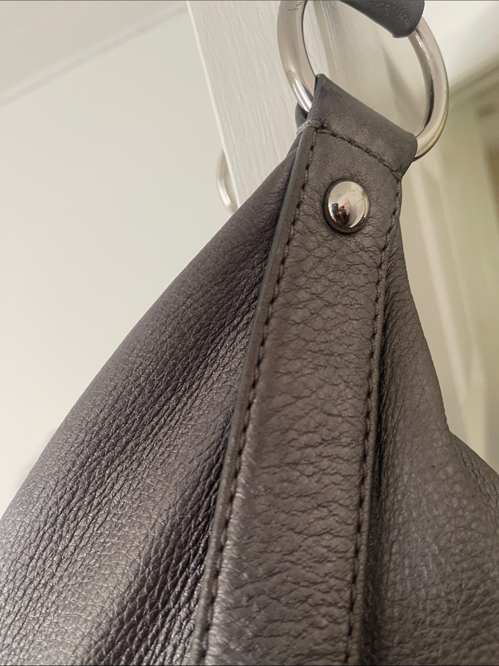 Michael Kors Pewter Metallic Pebble Leather Hobo Bag - Picture 5 of 13